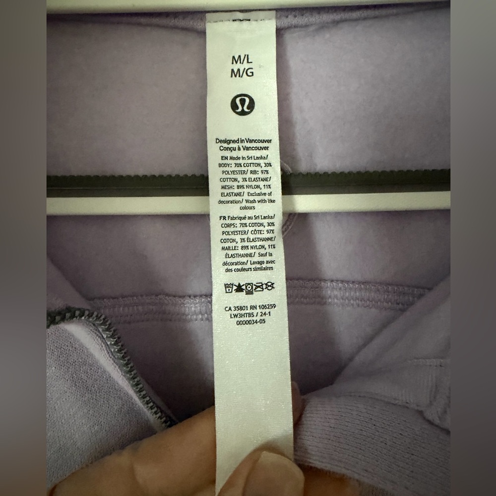 Lululemon Scuba Half Zip Pullover Lavender NWOT Oversized M/L Funnel Neck Pocket - Picture 3 of 6